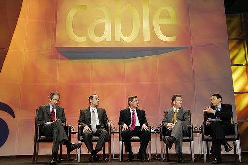 Brian Roberts (far left) sits on a panel about new media at The Cable Show.