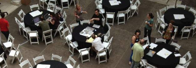 The scene inside the Walters Art Museum during this summer’s Art Bytes hackathon