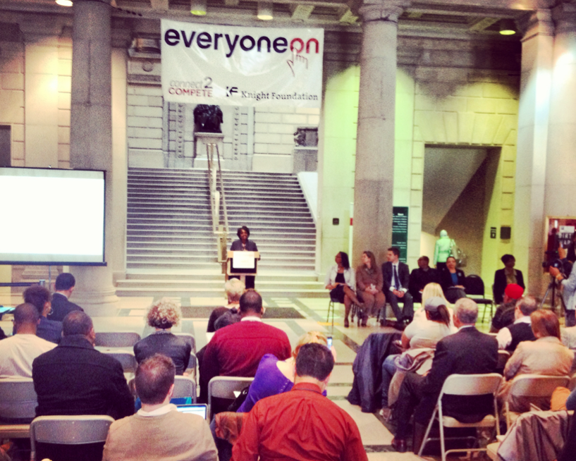 FCC Commissioner Mignon Clyburn helping to unveil the Philadelphia expansion of digital access program EveryoneOn from Connect2Compete.