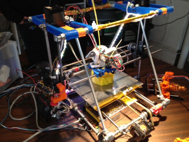 A 3D printer made out of 3D printed pieces, built by Hive76 founding member Jordan Miller.