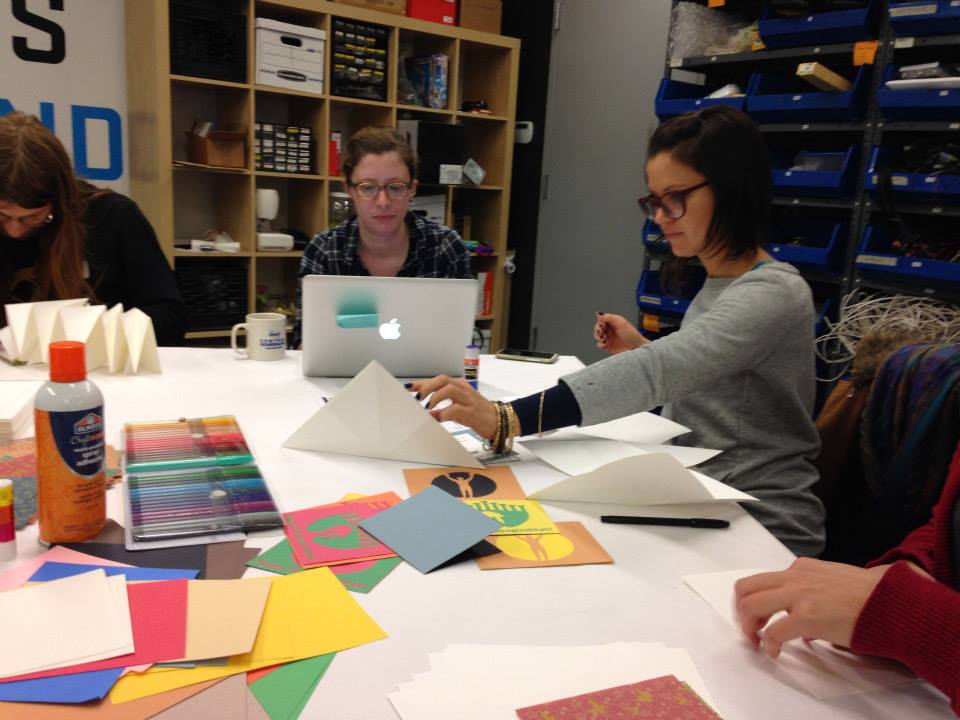 Georgia Guthrie (left) and Katey Mezroth at the Department of Making + Doing’s “Make Your Own Philly Holidays” event. Photo from the DMD.