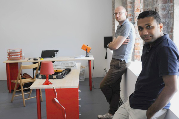 BankSimple cofounders, Joshua Reich and Shamir Karkal, in their original Brooklyn office