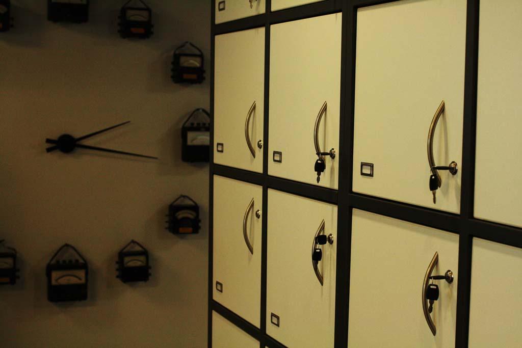 Lockers and unique wall clock
