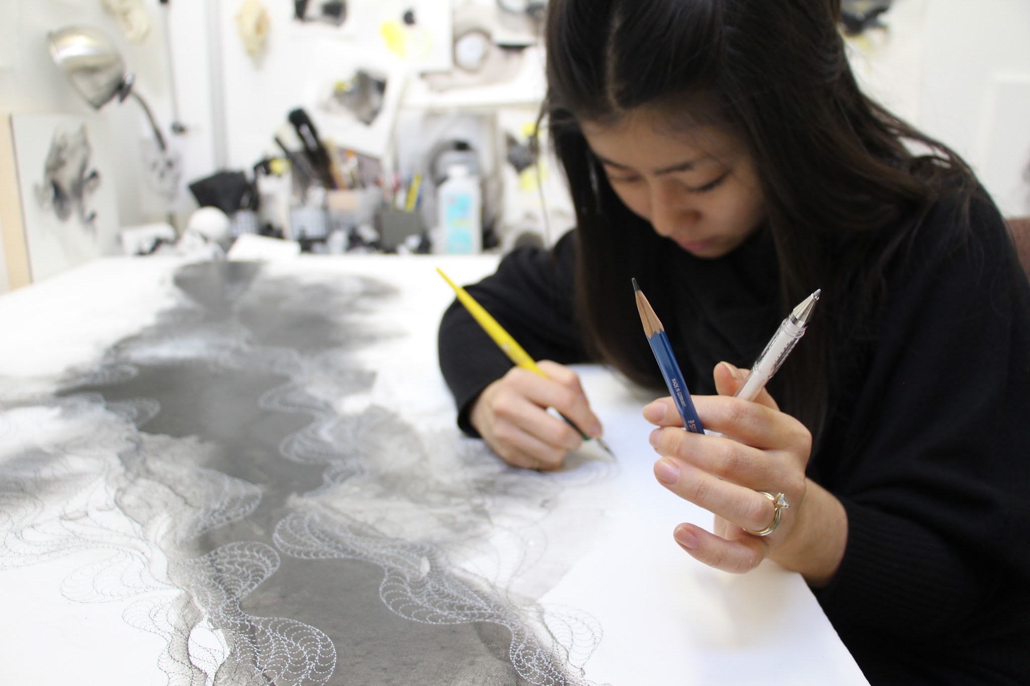 Ai Campbell at work in her studio.