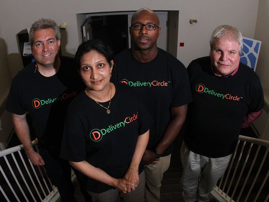 DeliveryCircle founder and CEO Vijaya Rao (second from left) with members of the DeliveryCircle team.