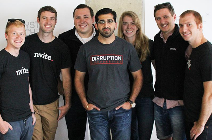 Members of the nvite team with Paul Singh, center, who invested in the company via his Crystal Tech Fund.