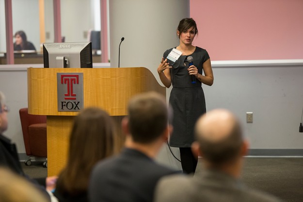 Bethany Edwards, cofounder of LIA Diagnostics, at Temple’s Innovative Idea Competition last year. She won the grand prize.