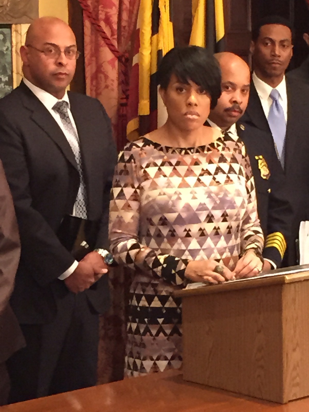 Mayor Stephanie Rawlings-Blake discusses police-worn body cameras. Feb. 19, 2015.
