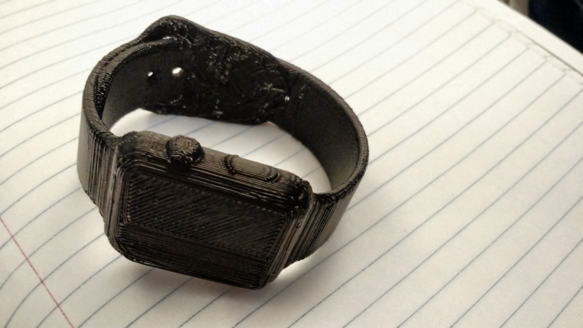 Tendigi's 3D print of the smaller version of the Apple Watch (Photo by Brady Dale)