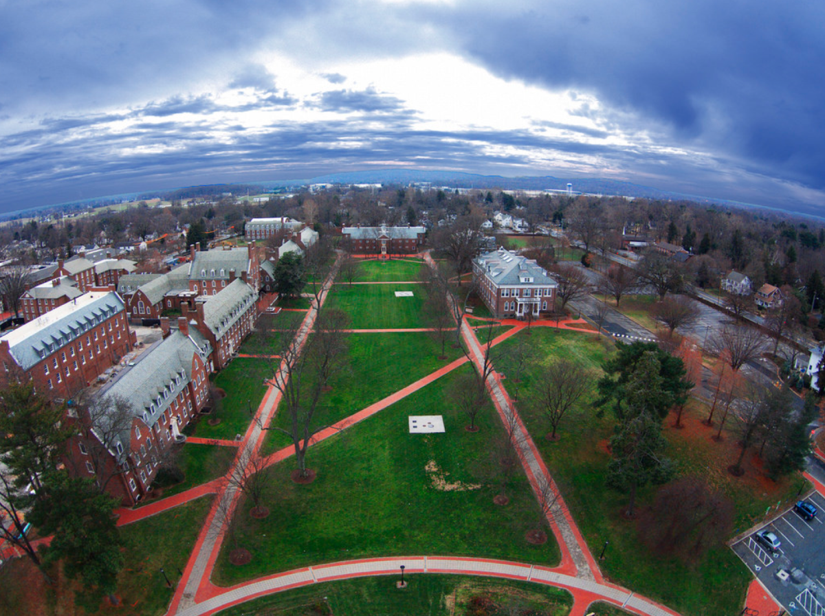 An aerial shot of the University of Delaware’s campus.
