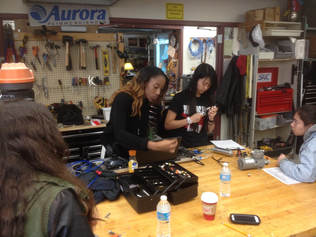 The E.L. Haynes High School Robotics Club learns pneumatics and 3D printing.