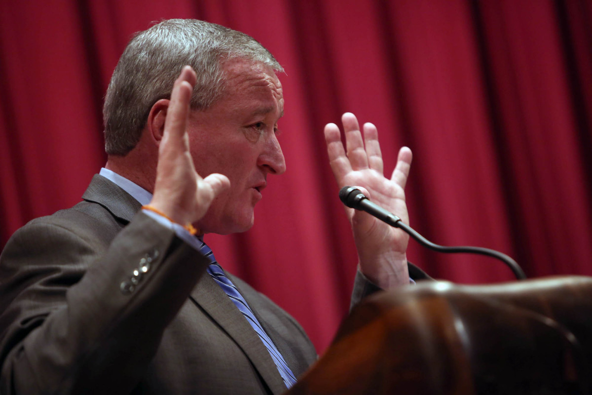 Jim Kenney speaks during the Philly Tech Week 2015 Mayoral Forum at the Free Library of Philadelphia.