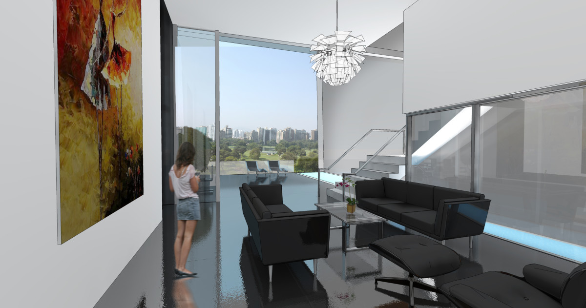 A rendering of a Peruvian condo Herrera designed in a competition. 