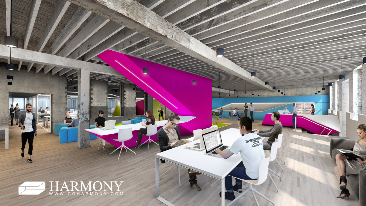 A rendering of the Cowork|rs Gowanus location. (Courtesy of Beijing Harmony Digital Technology Co.)