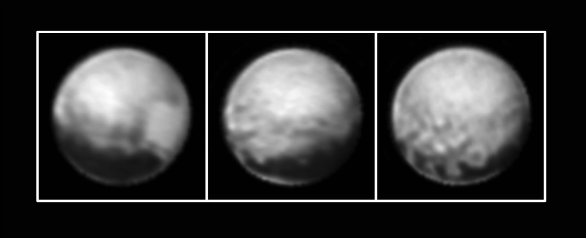 Three views of Pluto, taken on July 6.