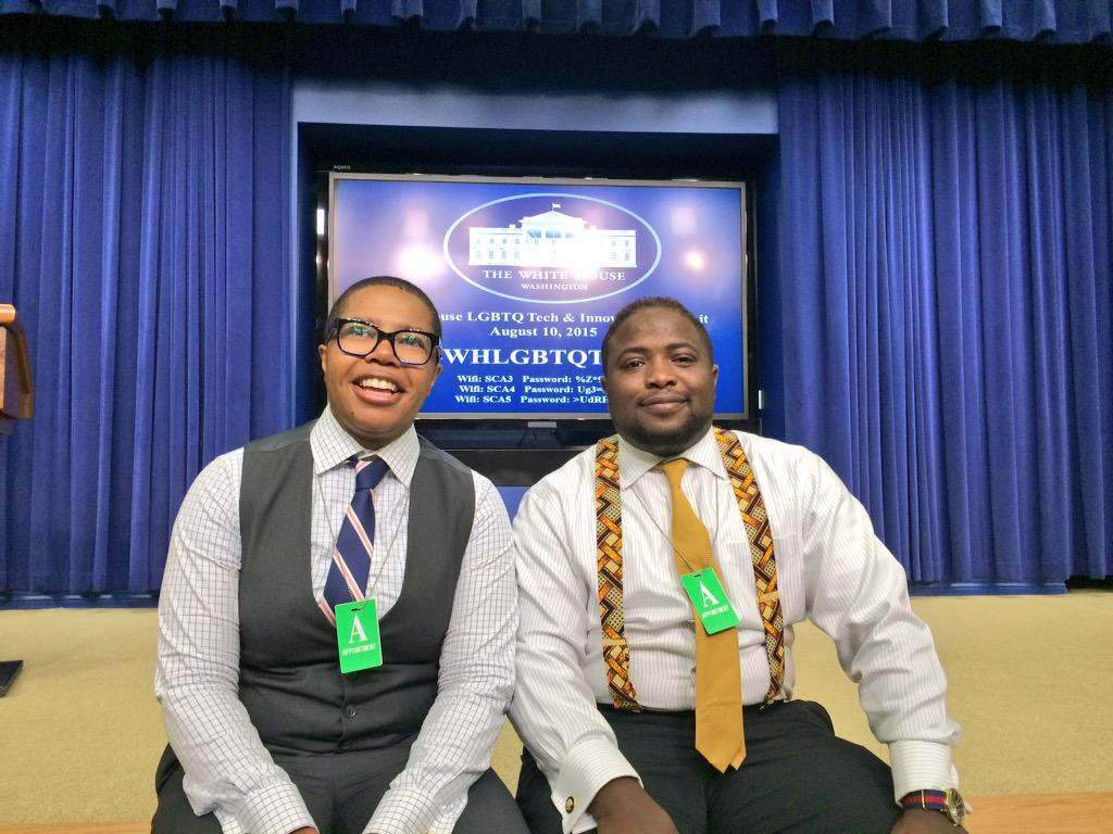Courtney Wilburn, left, and Anwar Abdul-Azim, a Philly native now based in Oakland, at the White House LGBTQ Tech & Innovation Summit.