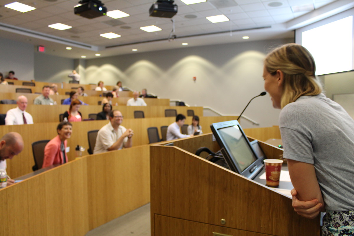 At ApprenNet’s first user conference, August 2015. That’s cofounder Emily Foote at the podium.