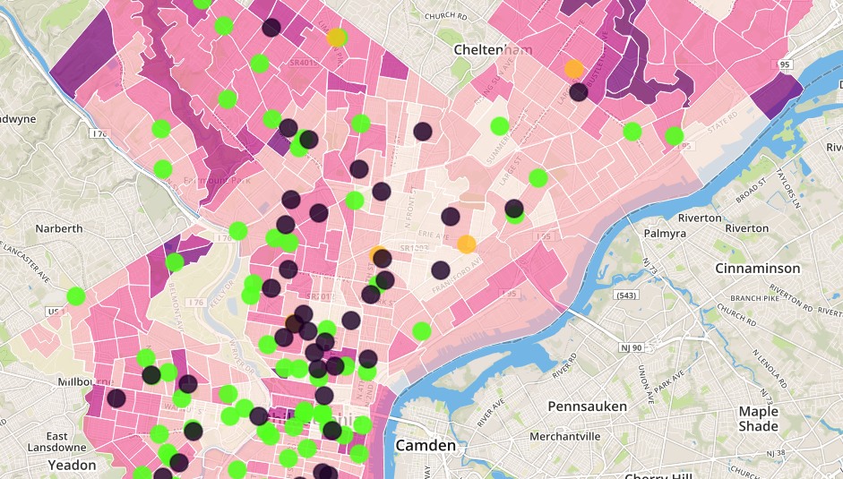 Danae Mobley’s “Philly Aging Out” map visualizes where the elderly live in Philadelphia.