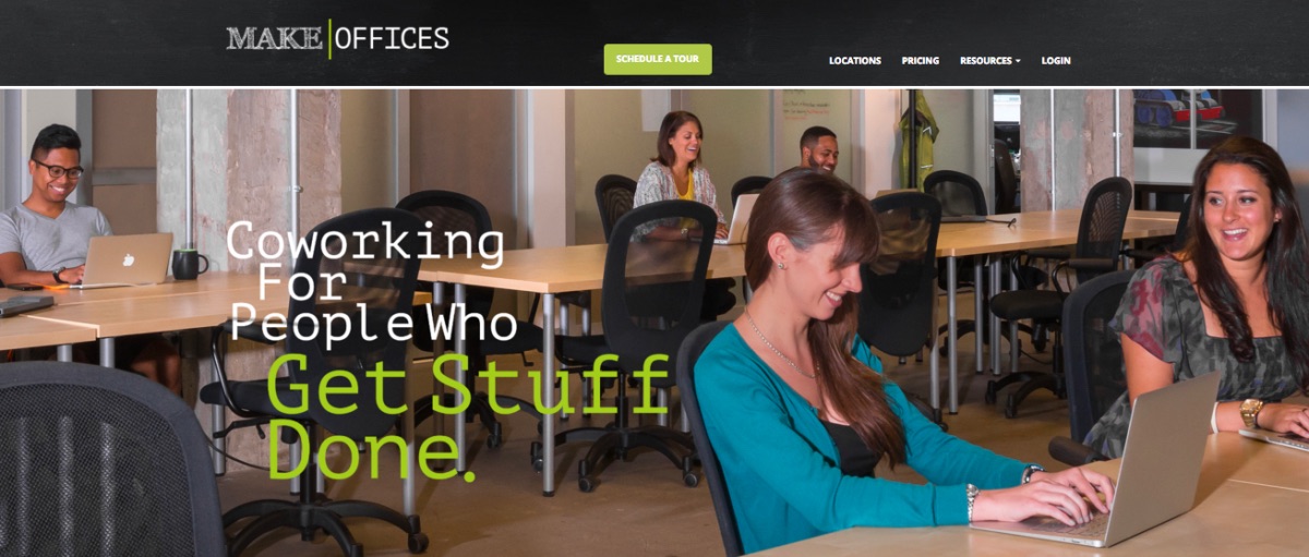 The new MakeOffices homepage.