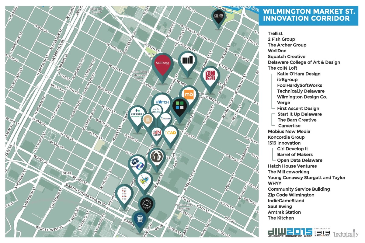 Technical.ly mapped Wilmington's innovation corridor ahead of Delaware Innovation Week.