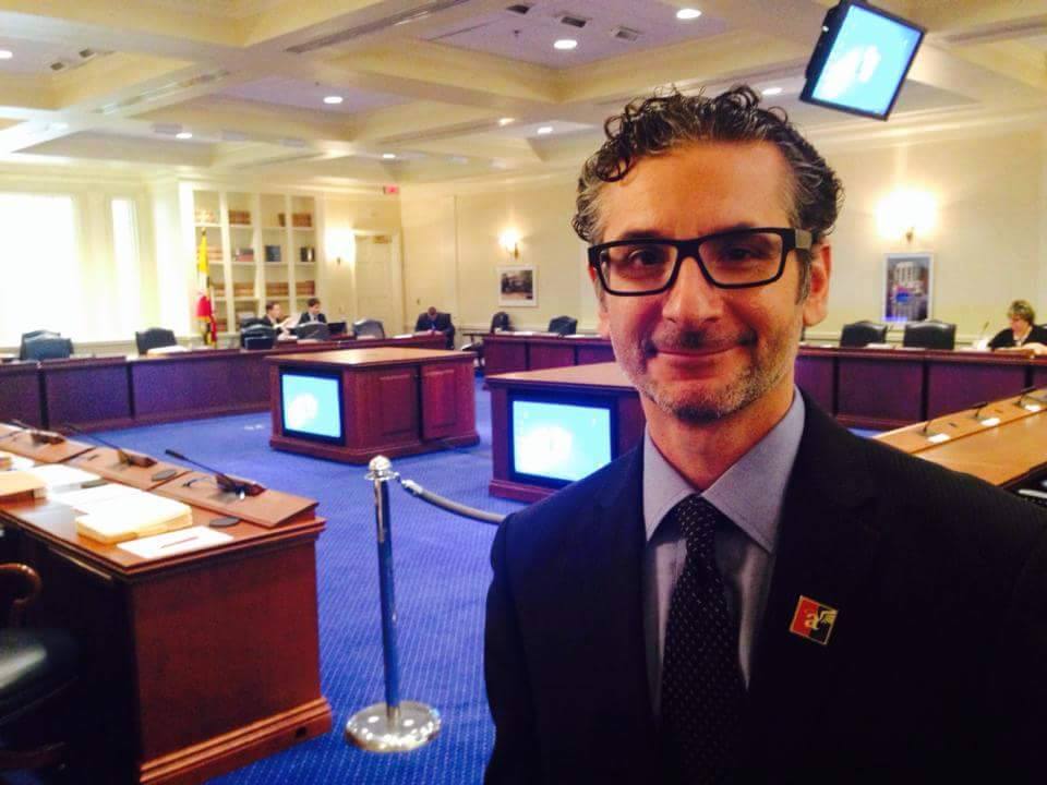 Baltimore Angels Co-chair Greg Cangialosi prior to testifying before a committee at the Maryland statehouse.