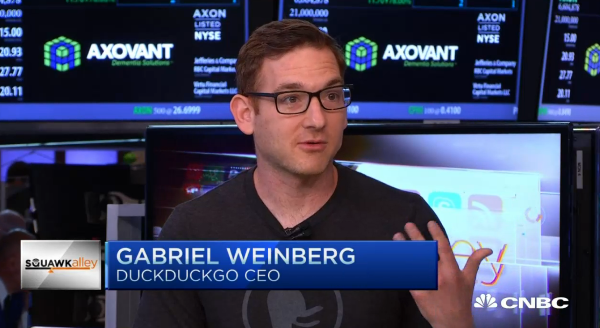 DuckDuckGo CEO Gabe Weinberg on CNBC, June 2015.