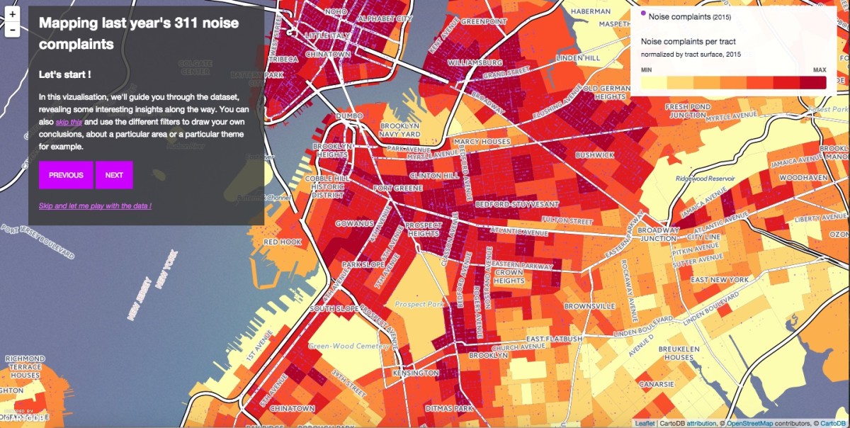 CartoDB tried to figure out which parts of NYC are the noisiest