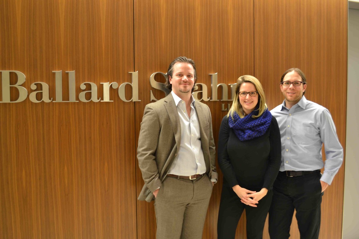 Left to right: Ballard Spahr attorneys Terence M. Grugan, Brieanna A. Wheeland and Gregory L. Seltzer.