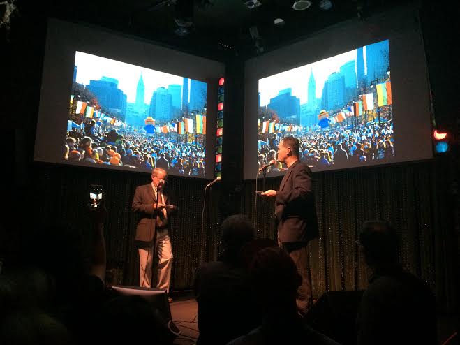 Chris Satullo and David Thornburgh at Ignite Philly 17. (Photo by Valerie Hoke)