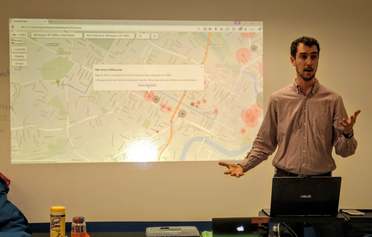 Ben Trigg talks about his crime map project at an Open Data meeting in February.