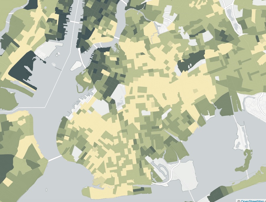 Income unevenness in Brooklyn is on full display in this new map from Observatory.