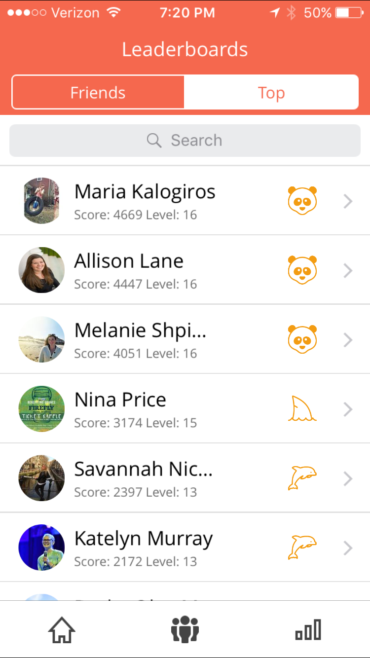 You can view other users and where they rank on the app.
