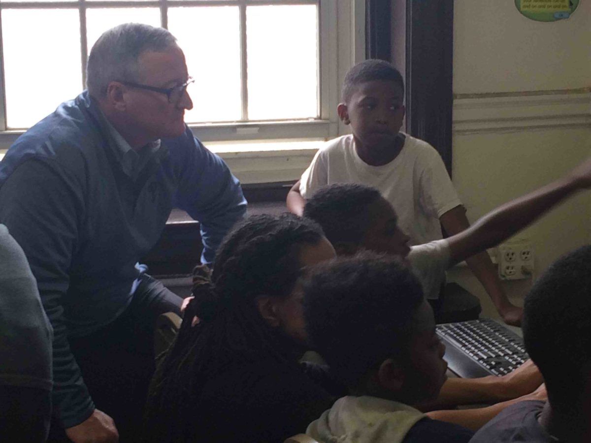 Mayor Kenney at a Philly Tech Week 2016 Coded by Kids’ event in North Philly.