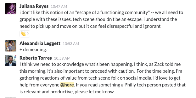 I don't like this notion of an "escape of a functioning community" -- we all need to grapple with these issues.