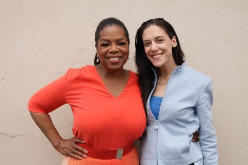 Oprah with DailyWorth CEO Amanda Steinberg.
