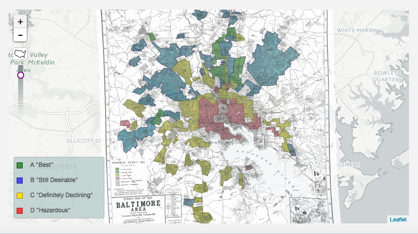 HOLC's map of Baltimore. (Screenshot via Mapping Inequality)
