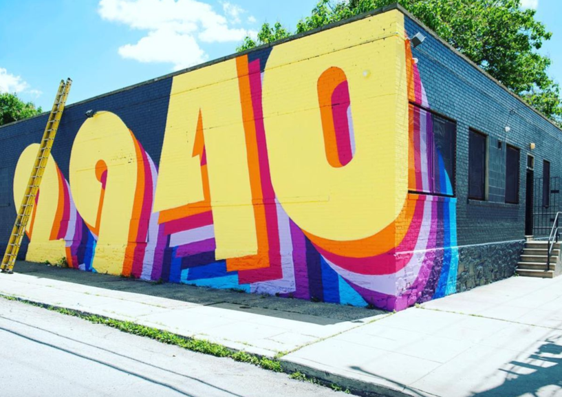 MM Partners commissions public art in Brewerytown, like this piece at 2940 Thompson Street by Steve Powers/Icy Signs.