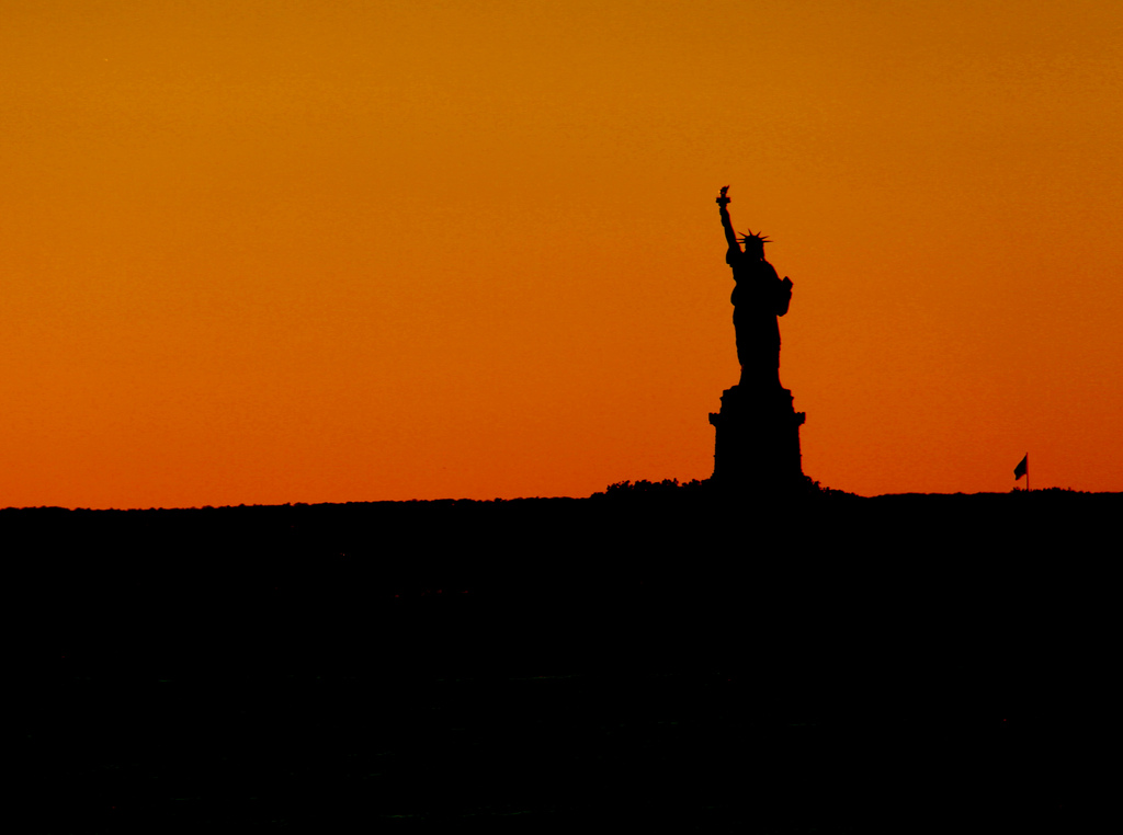 The Statue of Liberty, from Red Hook.