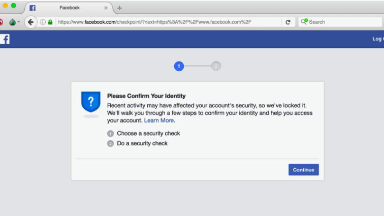 "Please confirm your identity" on Facebook