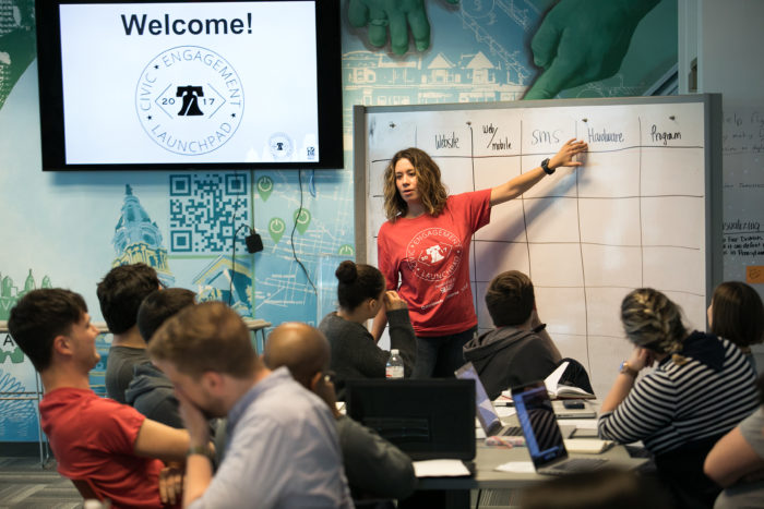 Eliza Pollack, program manager at the Office of Innovation and Technology, at the City as a Service Hackathon.