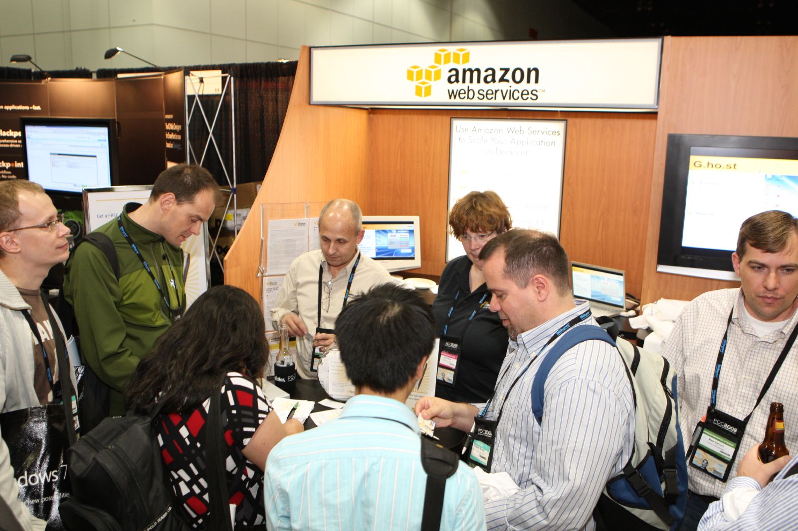 Amazon Web Services brings a crowd.