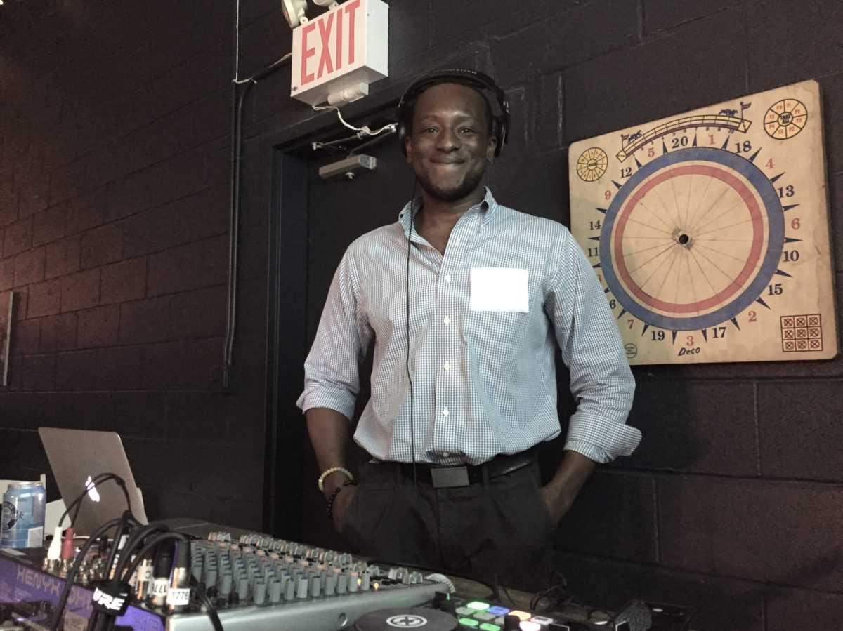Busayo Odunlami, cofounder of Venture Smarter, takes a turn DJing at 1776.