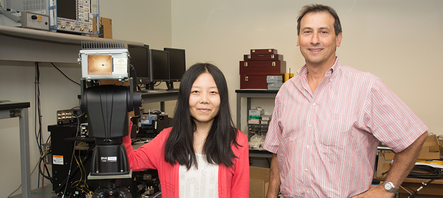 NYU Wireless's Shu Sun, with Professor Ted Rappaport. Sun won the Marconi Society's Young Scholar award. (Courtesy photo)