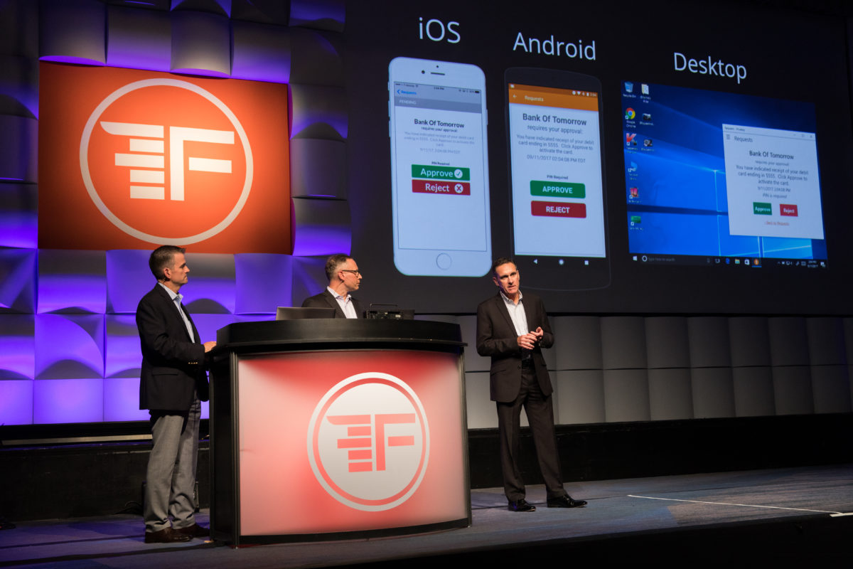 Privakey CEO Charles Durkin pitching his company’s tech at Finovate in New York.