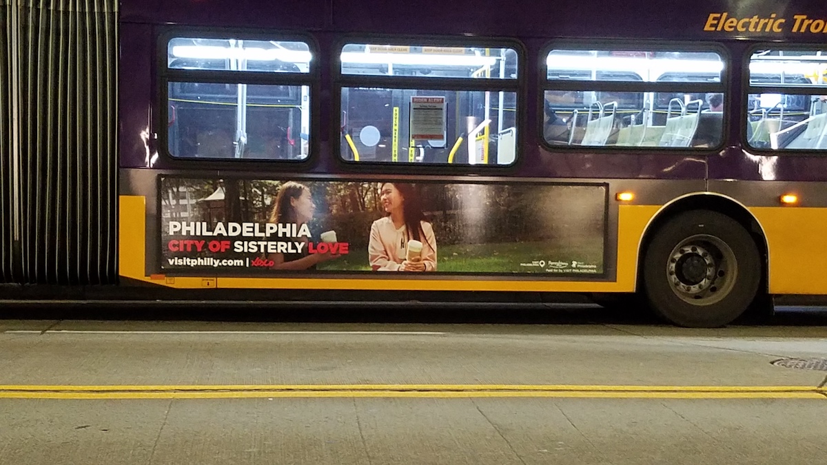Philly ads on Seattle buses.