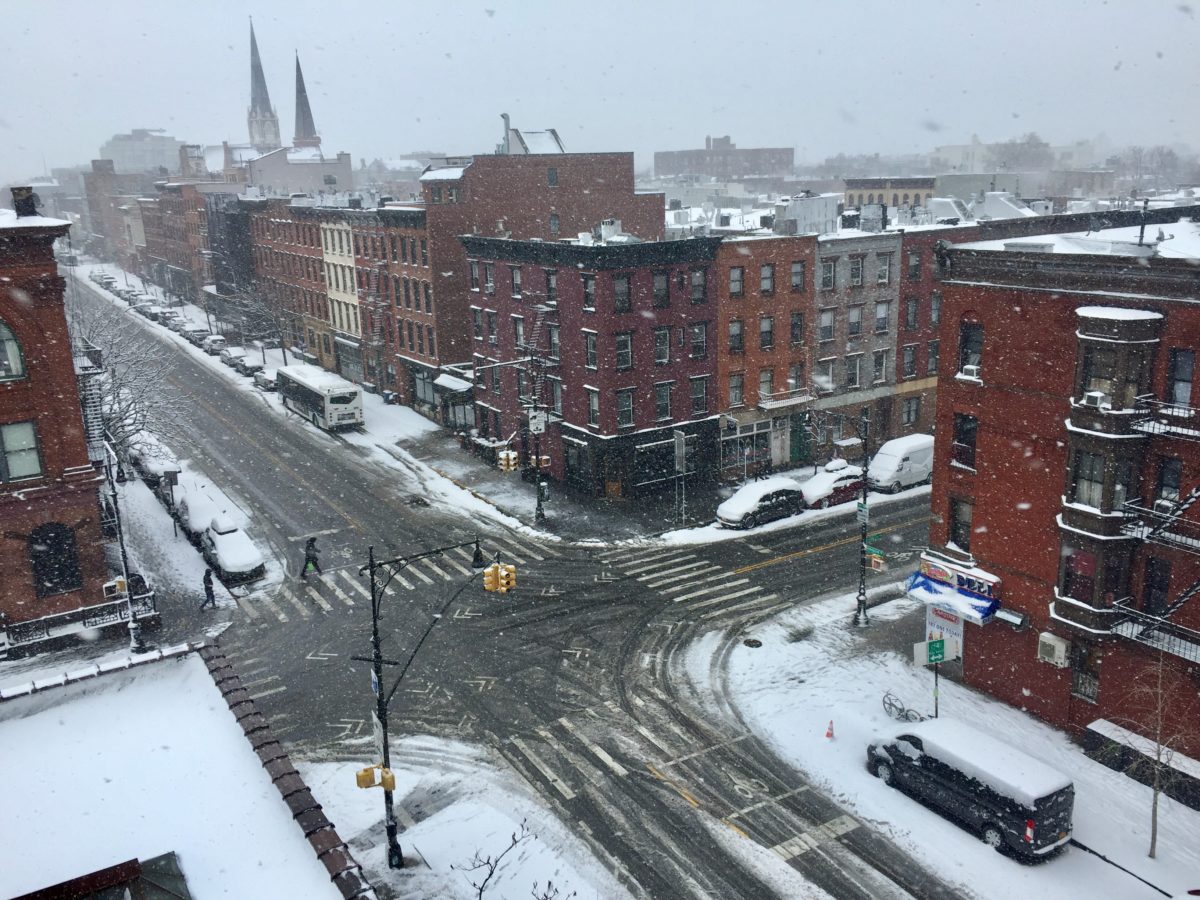 A snowy March morning in Brooklyn.