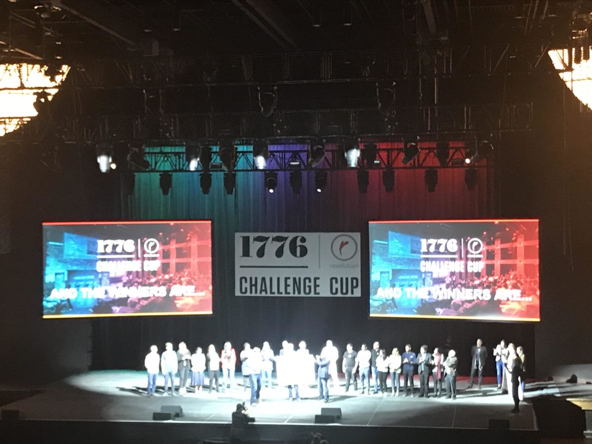 Announcing the winners at the 2018 Challenge Cup finals.
