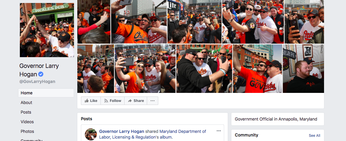 Screenshot of Gov. Larry Hogan’s Facebook page.