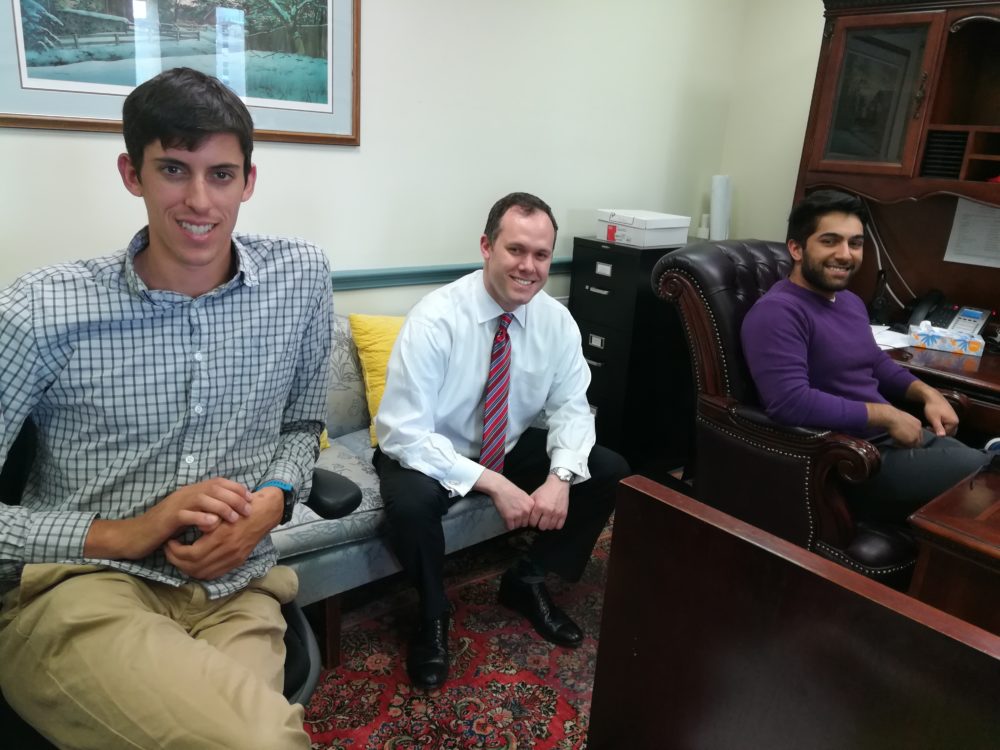 Will Conesa Purman, John Williams and Fazal Vandal at the IncNow office in Wilmington. (Photo by Holly Quinn)