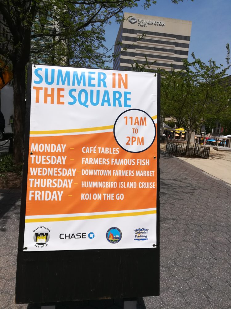 A "Summer in the Square" sign. (Photo by Holly Quinn)